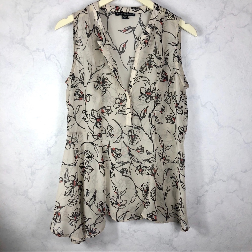 [Harlowe & Graham] Floral Sheer Sleeveless Top